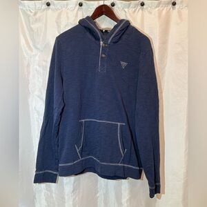 GUESS Men’s Navy Blue Hooded Pullover Sweatshirt XL